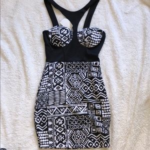 Black & white tribal sexy dress